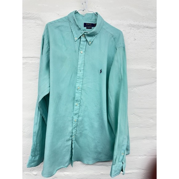 Ralph Lauren Other - Ralph Lauren men's Teal 100% linen classic fit long sleeve button down size XXL